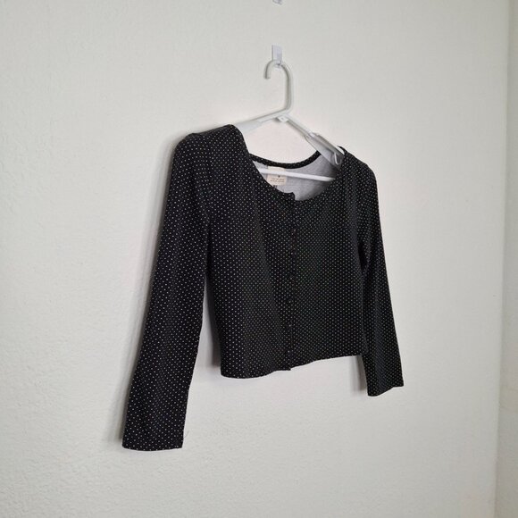 Pins & Needles Polka Dot Crop Top Sz M Button Front Rockabilly Retro Pin Up - Picture 4 of 14